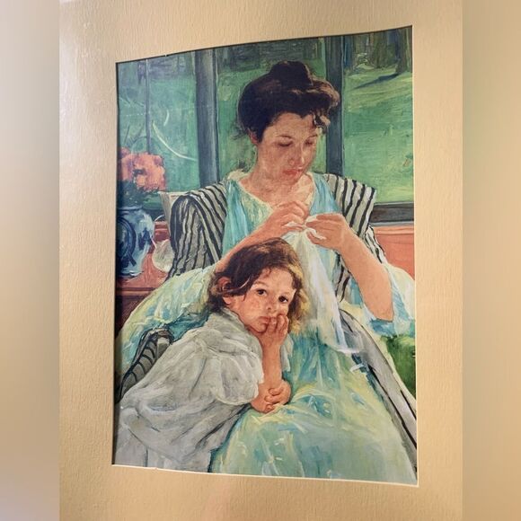 16 x 20 Art Print Young Mother Sewing - Picture 4 of 4